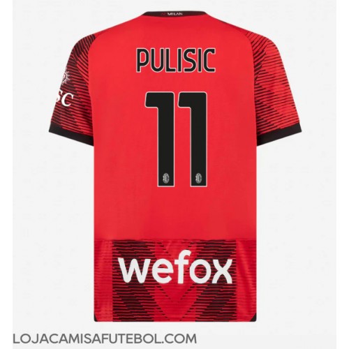 Camisa de Futebol AC Milan Christian Pulisic #11 Equipamento Principal 2023-24 Manga Curta